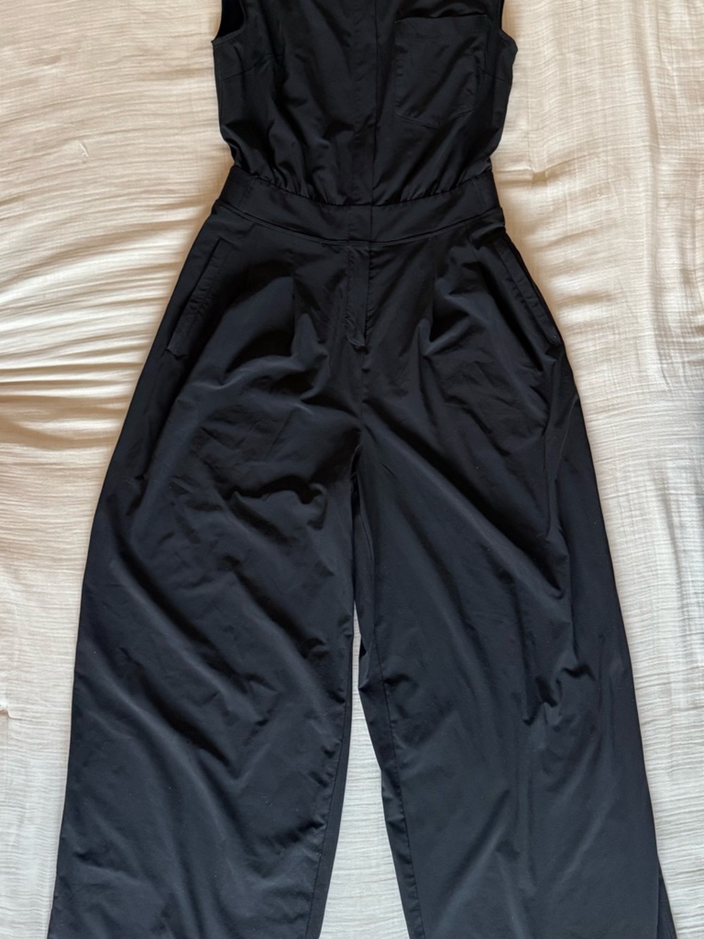 Athleta Black Sleeveless Wide-Leg Jumpsuit